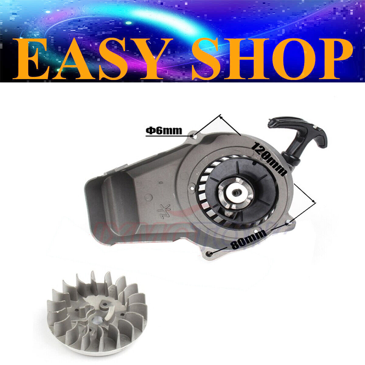 Flywheel Fly Wheel Alloy Pull Starter 43cc 47cc 49cc ATV QUAD Dirt Mini Bike