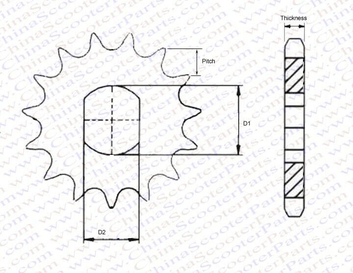 T8F 12T Tooth Chain Sprocket For Pinion Gear MY1020 1000w Electric Scooter Motor