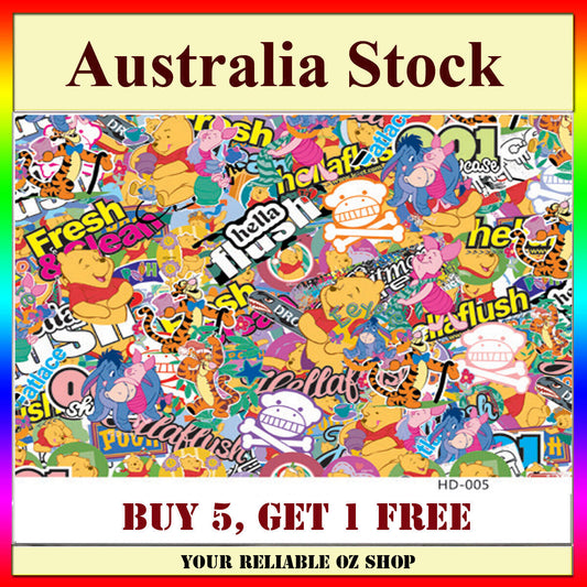 Decal Sticker Bomb Sheet A4 Winnie Hella HOON JDM Car Wrap Skateboard Scooter