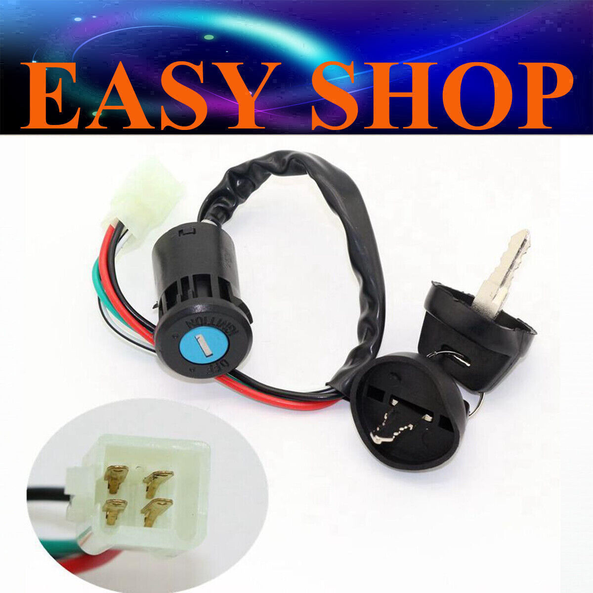4 Pin Male Plug Ignition Key Switch 50cc 90cc 110cc 125cc 250cc Apollo Assassin