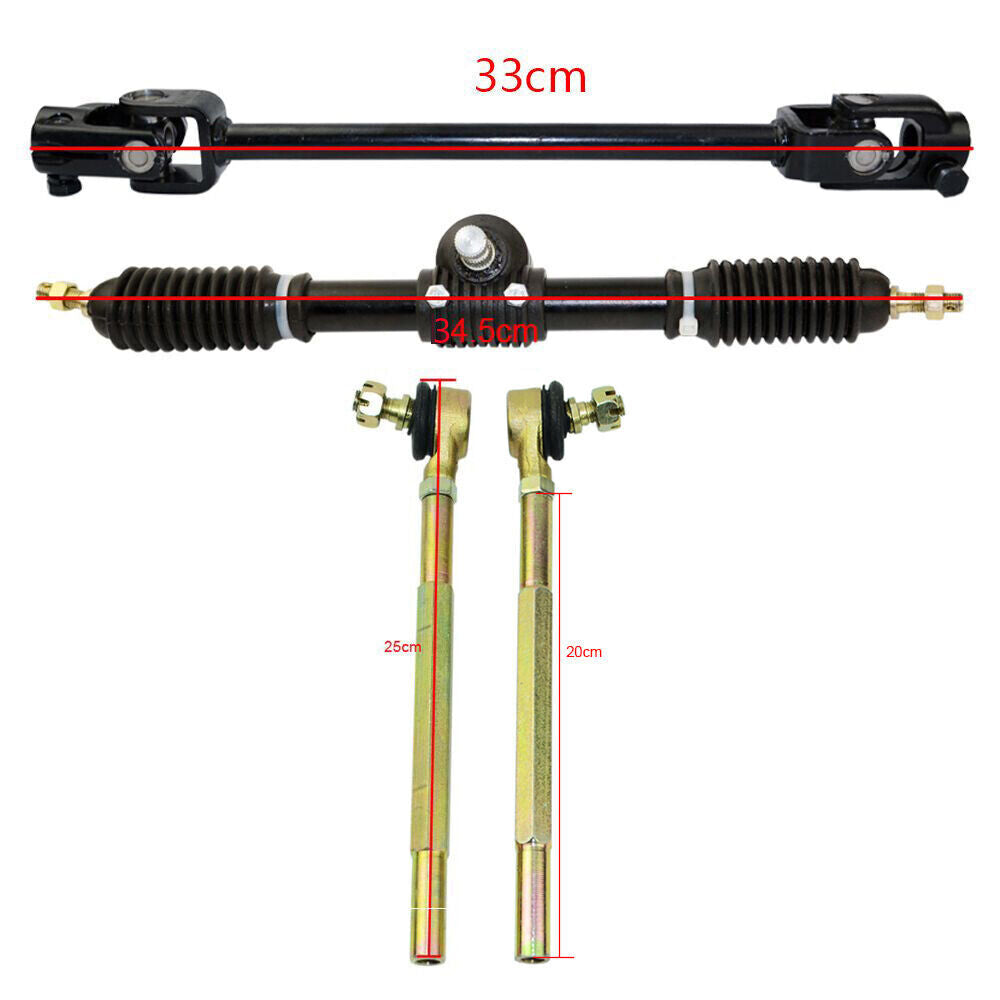 30cm Steering Wheel Assembly Tie Rod Rack Adjustable Shaft For Go Kart 110cc