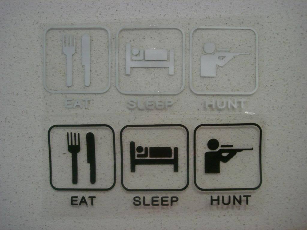 JDM FUNNY EAT SLEEP HUNT STICKER DECAL CAR WINDOW WINDSCREEN UTE TRUCK BUMPER