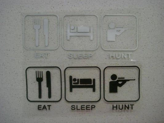 JDM FUNNY EAT SLEEP HUNT STICKER DECAL CAR WINDOW WINDSCREEN UTE TRUCK BUMPER
