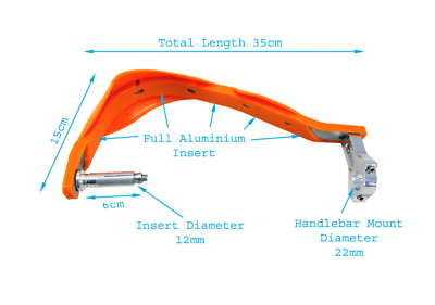 Orange Universal Motorcycle Dirt Pit Bike 7/8" MX ATV Brush Hand Guard Handguard