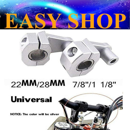 Silver A Pair 22mm 28mm Motorcycle HandleBar Handle Fat Bar Mount Clamps Riser