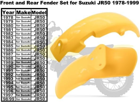 Front Rear Fender Number Plate Fairing Panel Plastics For Suzuki JR50 1978-1995