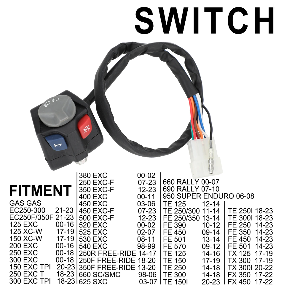 Left Right Start Headlight Horn Kill Switch For KTM 660 SC/SMC 625 SXC