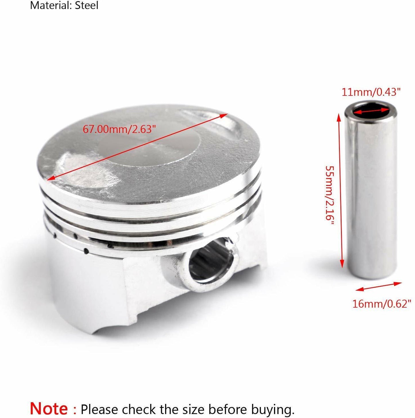 67mm 16mm Pin PISTON RINGS ZS167MM CG250cc ZS250 Honda Zongshen Longcin Lifan
