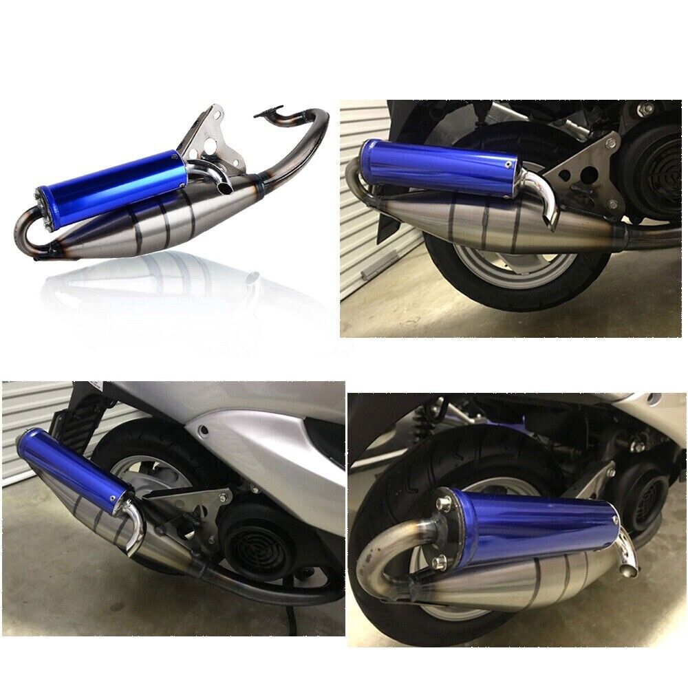 Blue Exhaust System Muffler Pipe For Yamaha Zuma Minarelli 50cc Scooter 1E40QMB