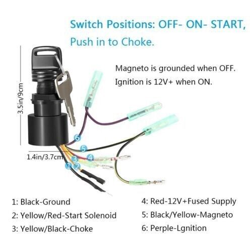Ignition Key Switch For Mercury Outboard Motors 3 Pos 87-17009A5 Boat Engine