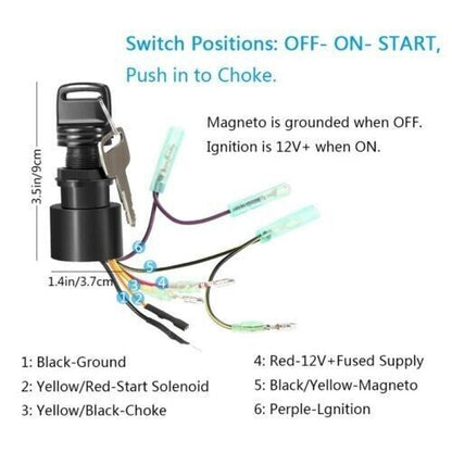 Ignition Key Switch For Mercury Outboard Motors 3 Pos 87-17009A5 Boat Engine