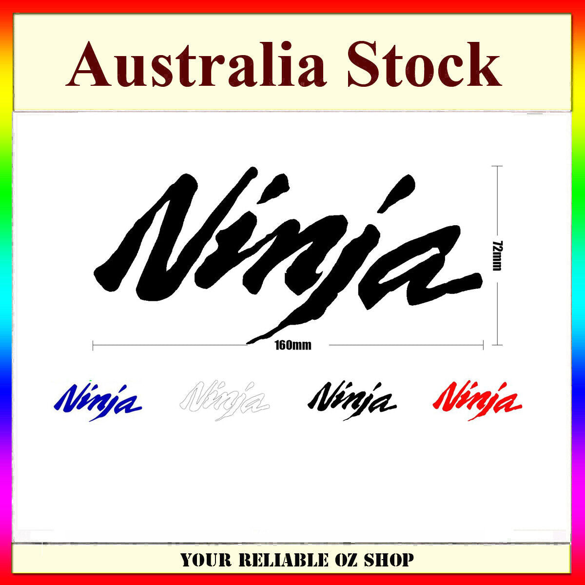 WHITE BLUE BLACK RED KAWASAKI Ninja Sticker Kit Decal Badge Emblem Motorcycle