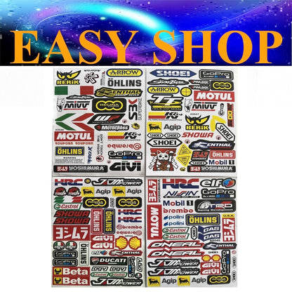 4 Pcs A4 Stickers Decal SHOEI REGINA ISLE OF MAN AGIP SHOWA MOBIL JDM Drift Logo