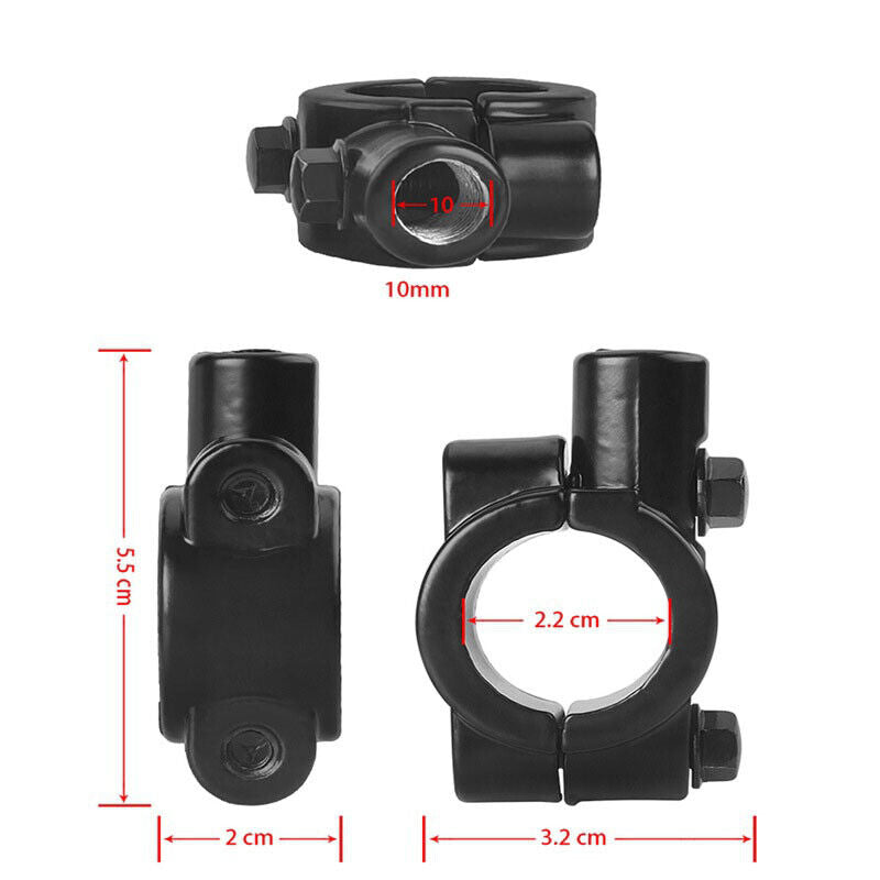 Pair 10mm UNIVERSAL Alloy Handle Bar Mirror Mount Clamp DIRT PIT PRO ATV Bike