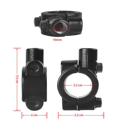 Pair 10mm UNIVERSAL Alloy Handle Bar Mirror Mount Clamp DIRT PIT PRO ATV Bike