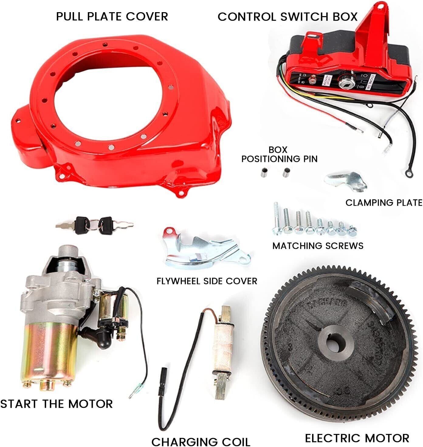 Electric Start Kit Starter Flywheel Switch For Honda GX160 GX200 6.5HP Engine