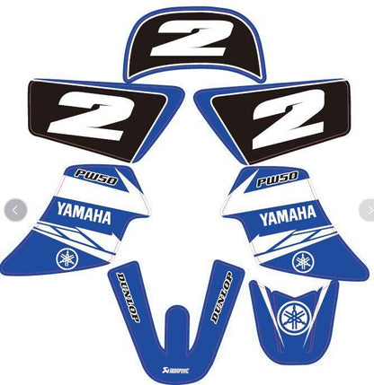Number 2 Blue Stickers Decal Kit FOR YAMAHA PEEWEE 50 PW50 Plastic Fenders Cover