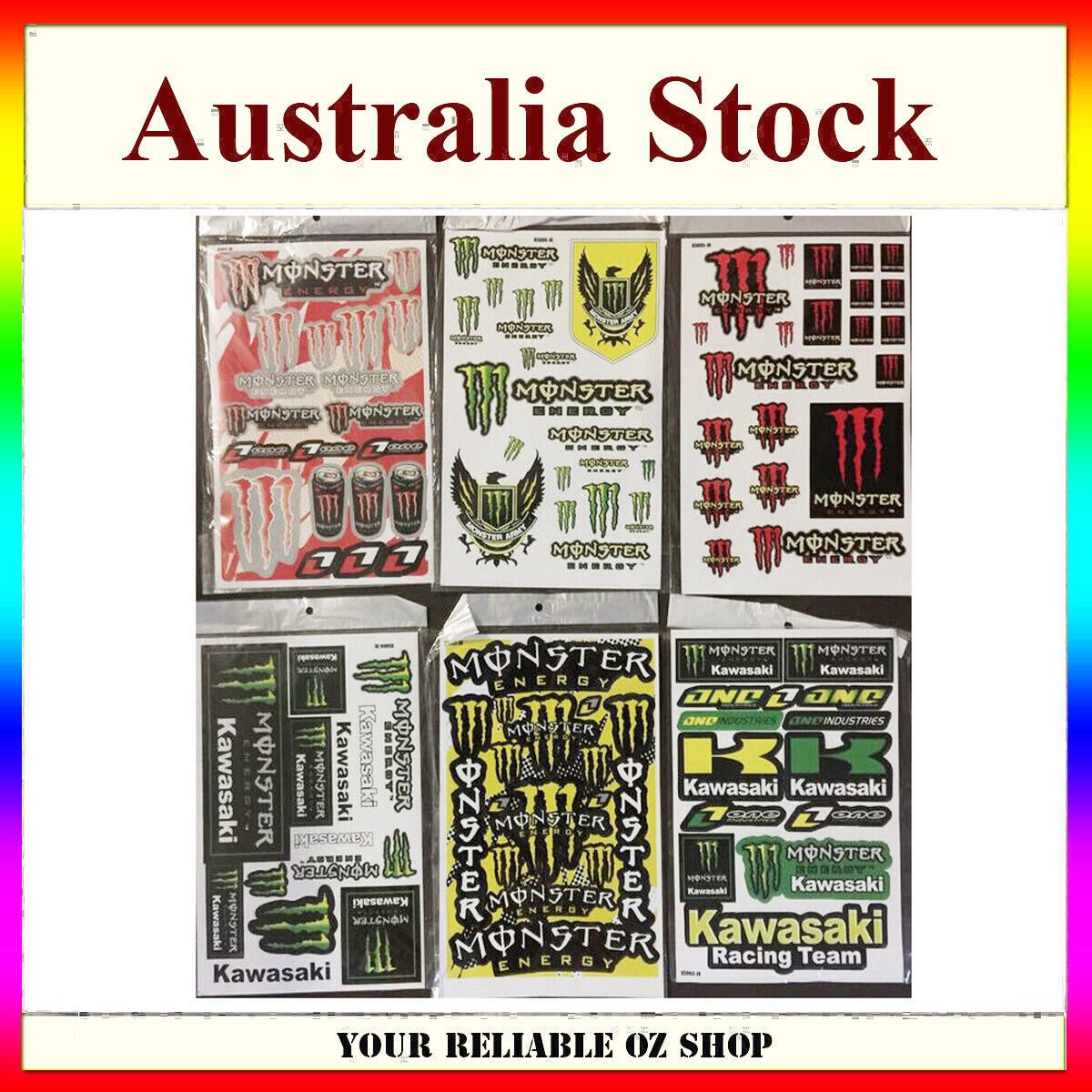 6 Sheets Sticker Decal Rockstar Monster Devil Evil Dirt ATV Quad Car Ute Bike