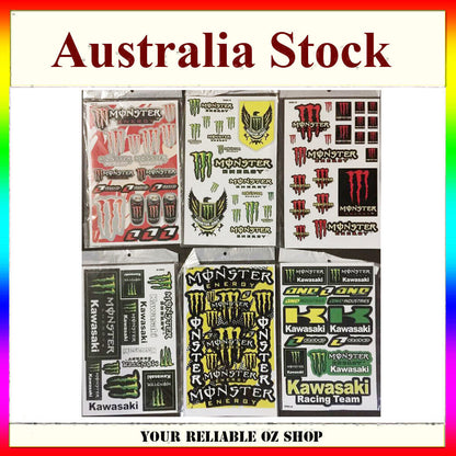 6 Sheets Sticker Decal Rockstar Monster Devil Evil Dirt ATV Quad Car Ute Bike