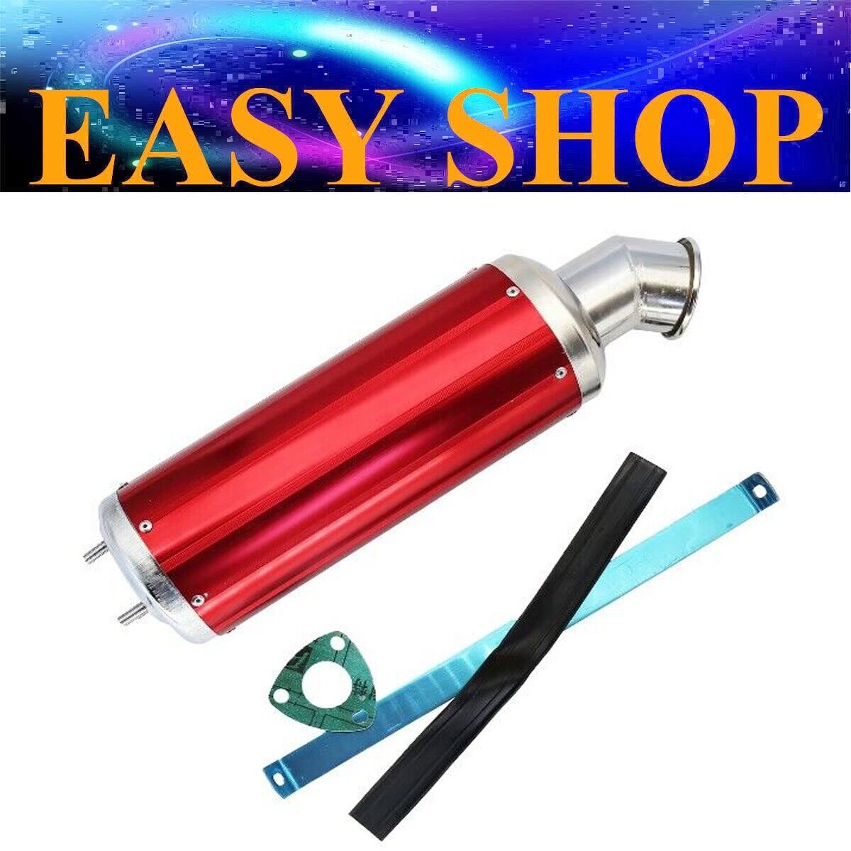 Exhaust Pipe+ RED Alloy Muffler 150cc 200cc 250cc Quad Dirt Bike ATV Dune Buggy
