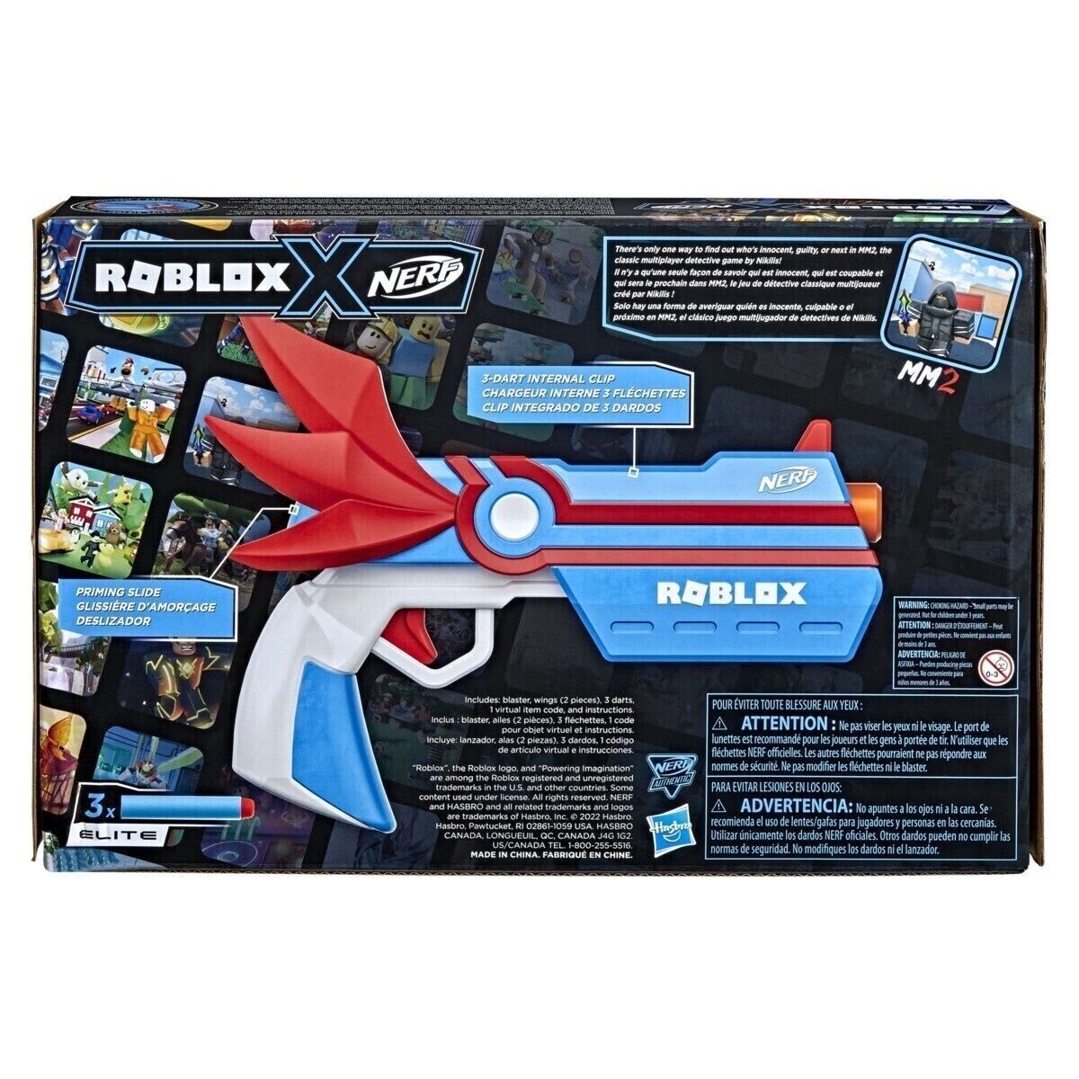 New NERF Roblox MM2 Dartbringer Blaster Blue Ages 8+ Toy Gun Play Fire Gift
