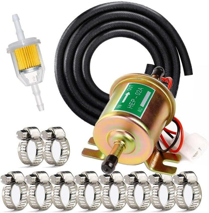 2.5-4 PSI 12V Electronic Diesel Fuel Pump HEP-02A + Petrol Hose Clamp Universal