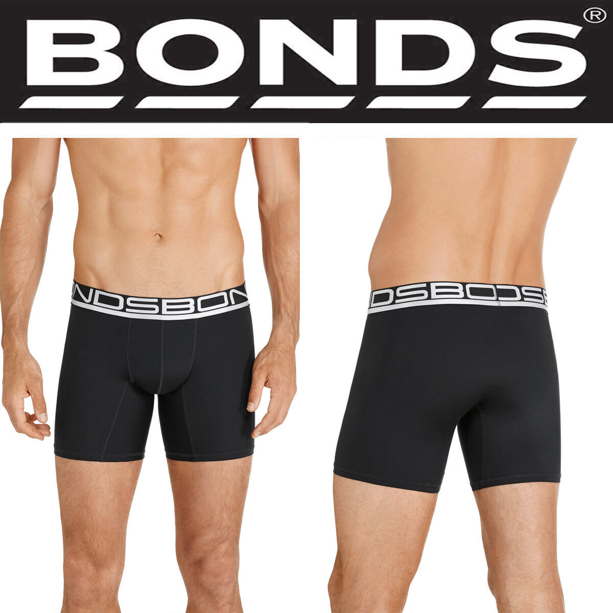 Authentic Bonds Mens Active Quick Dry Quickdry Mid Length Trunk Underwear Brief