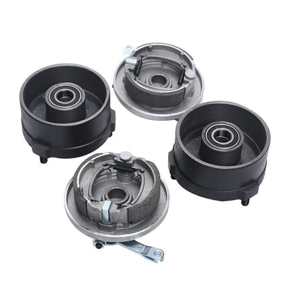 Pair 3 Stud Drum Brake Set Housing Wheel Hubs + Shoes 110cc Quad Dirt Bike ATV