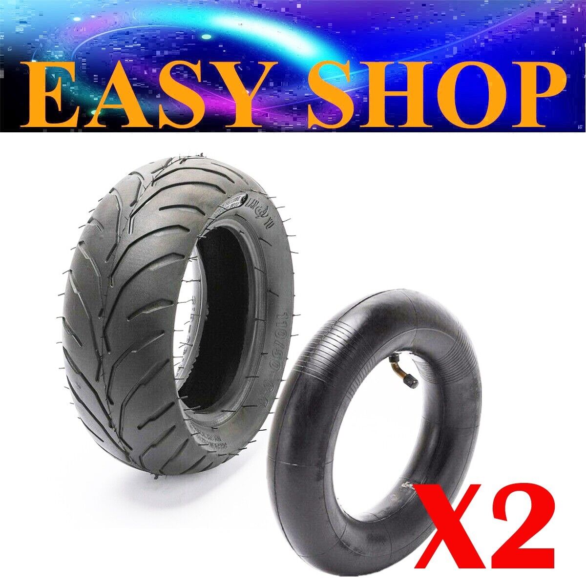 2 Pairs 110/50-6.5 Tyre Tire + Inner Tube For 47cc 49cc E Scooter Pocket Bike