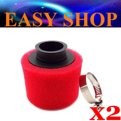 2x 35mm RED AIR FILTER FOAM 50cc 90 110cc 125cc Yamaha KTM HONDA KAWASAKI SUZUKI