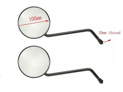 Pair round black motorcycle mirrors M10 10mm Thread Rear Side View Mirror