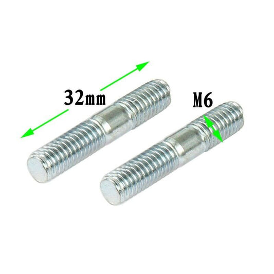 2x M6 32mm Exhaust Mounting Bolt Stainless Steel Double End Threaded Stud Screw