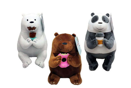 Brand New Licensed We Bare Bears Panda Ice Bear Grizzly Plush Soft Toy 25cm