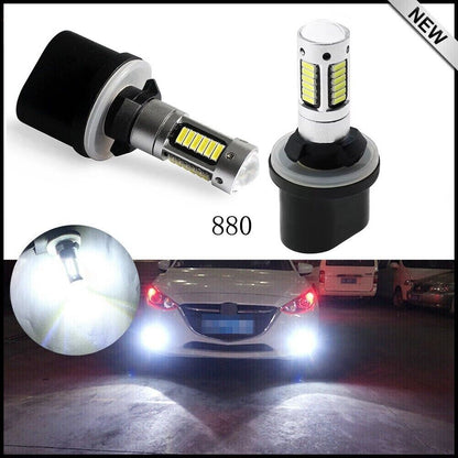 2Pcs 880 H27W/1 LED Headlight Bulbs 30W White H27W/1 Foglight Globes 12V