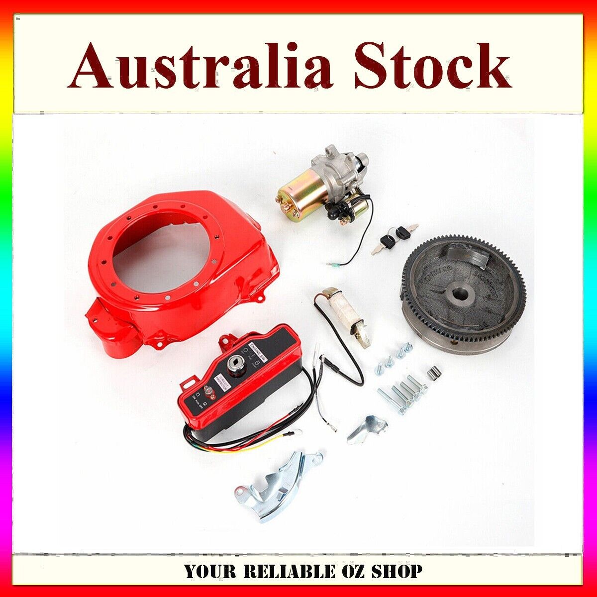 Electric Start Kit Starter Flywheel Switch For Honda GX160 GX200 6.5HP Engine