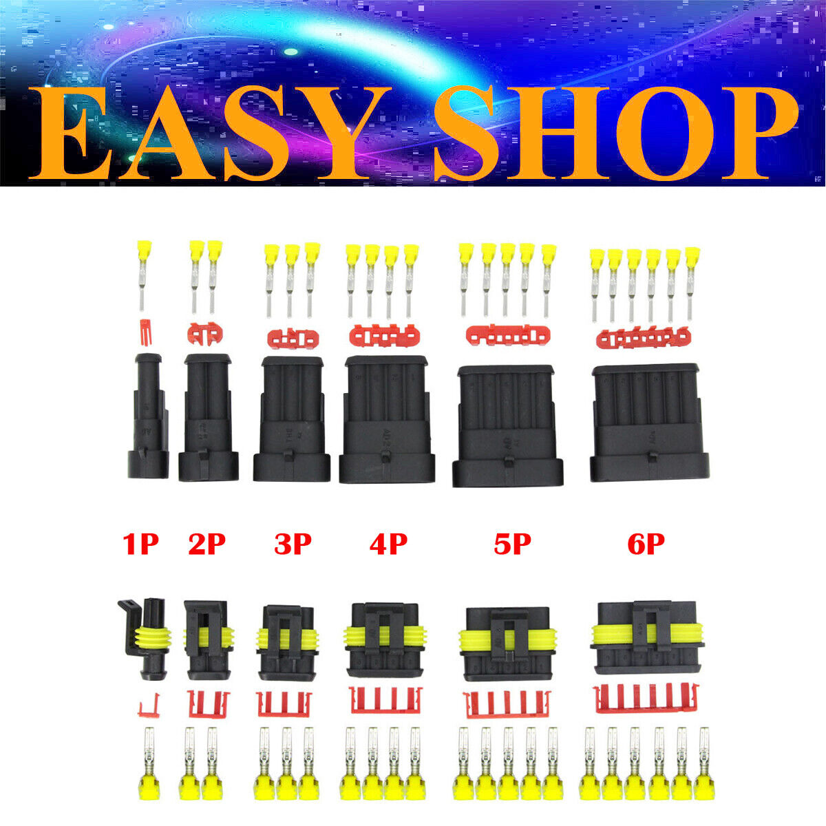 1/2/3/4/5/6 Pin Waterproof IP67 Car Electrical Wire Connector Plug Socket 12V