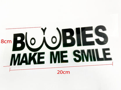 Boobies make me smile funny Sticker Decal Car Truck jdm Trailer Ute Window Wall