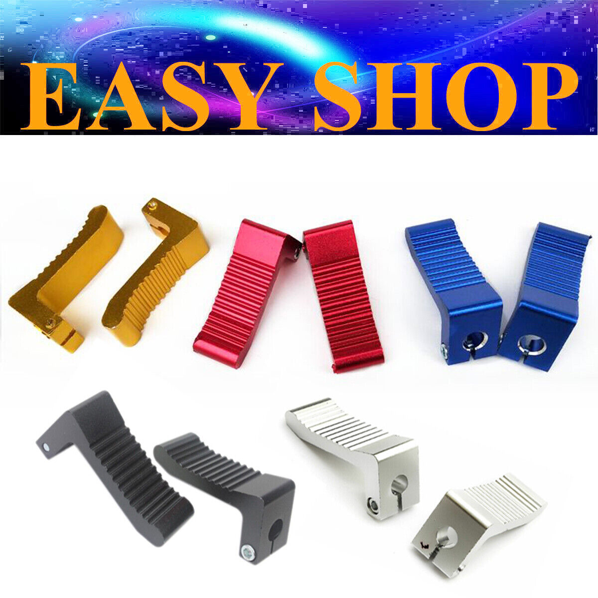 CNC ALLOY Motorcycle ATV Footrests Foot Pegs Pedals RED BLACK BLUE SILVER GOLD