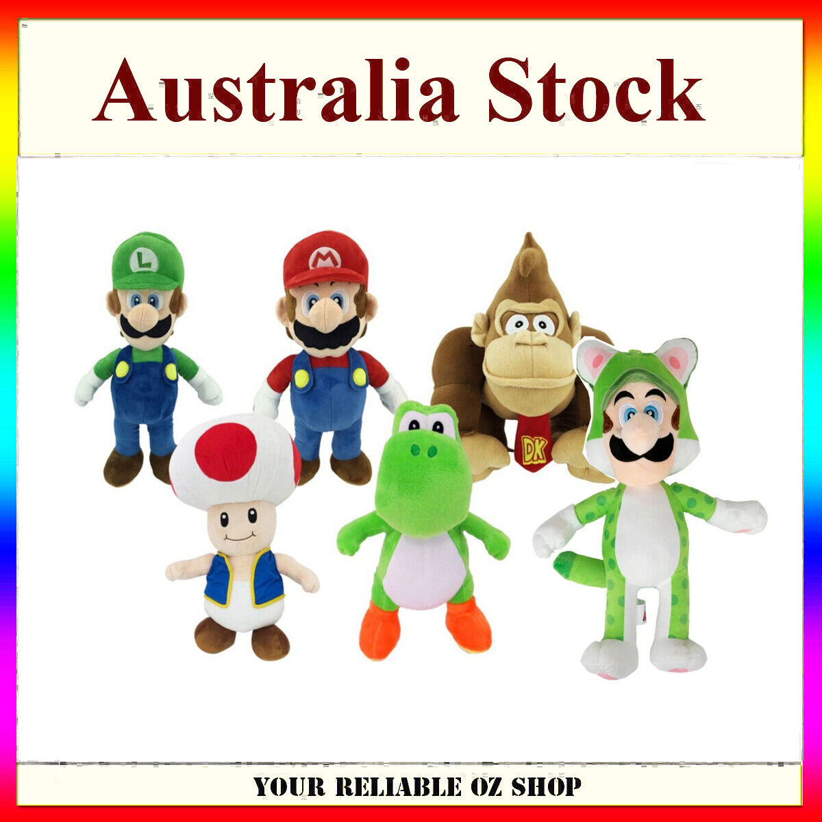 New Licensed Super Mario Nintendo Mario Luigi YOSHI TOAD Plush Soft Toy 20/30cm