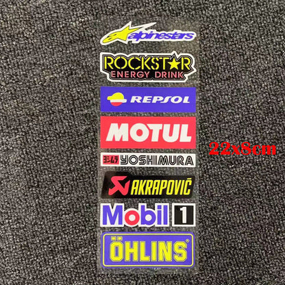 Logo Badge Sticker Brembo NGK MOTUL AKRAPOVIC RK SHOEI GOPRO DAINESE YOSHIMURA