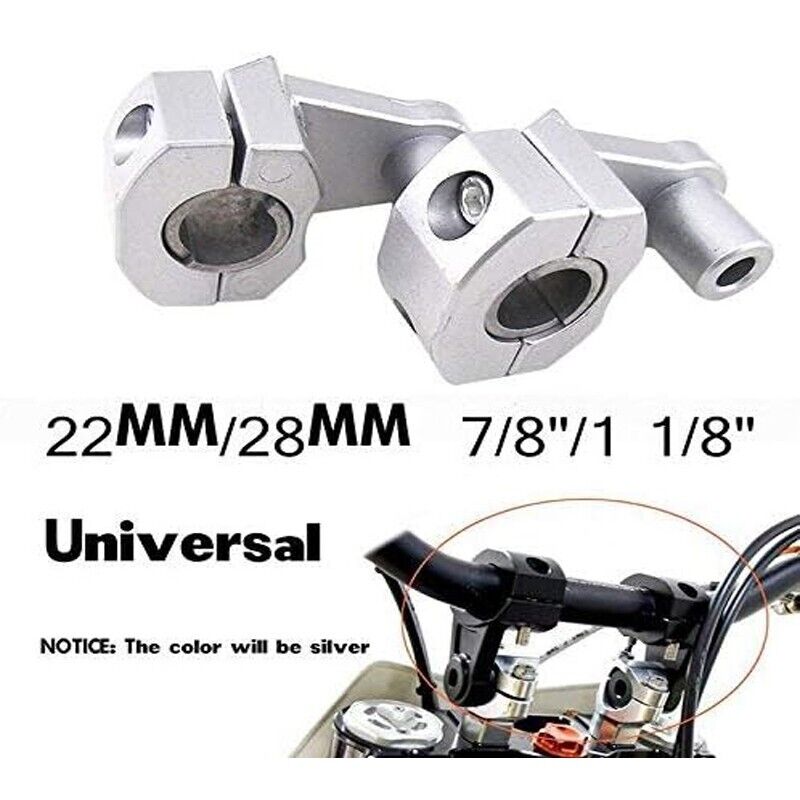 Silver A Pair 22mm 28mm Motorcycle HandleBar Handle Fat Bar Mount Clamps Riser