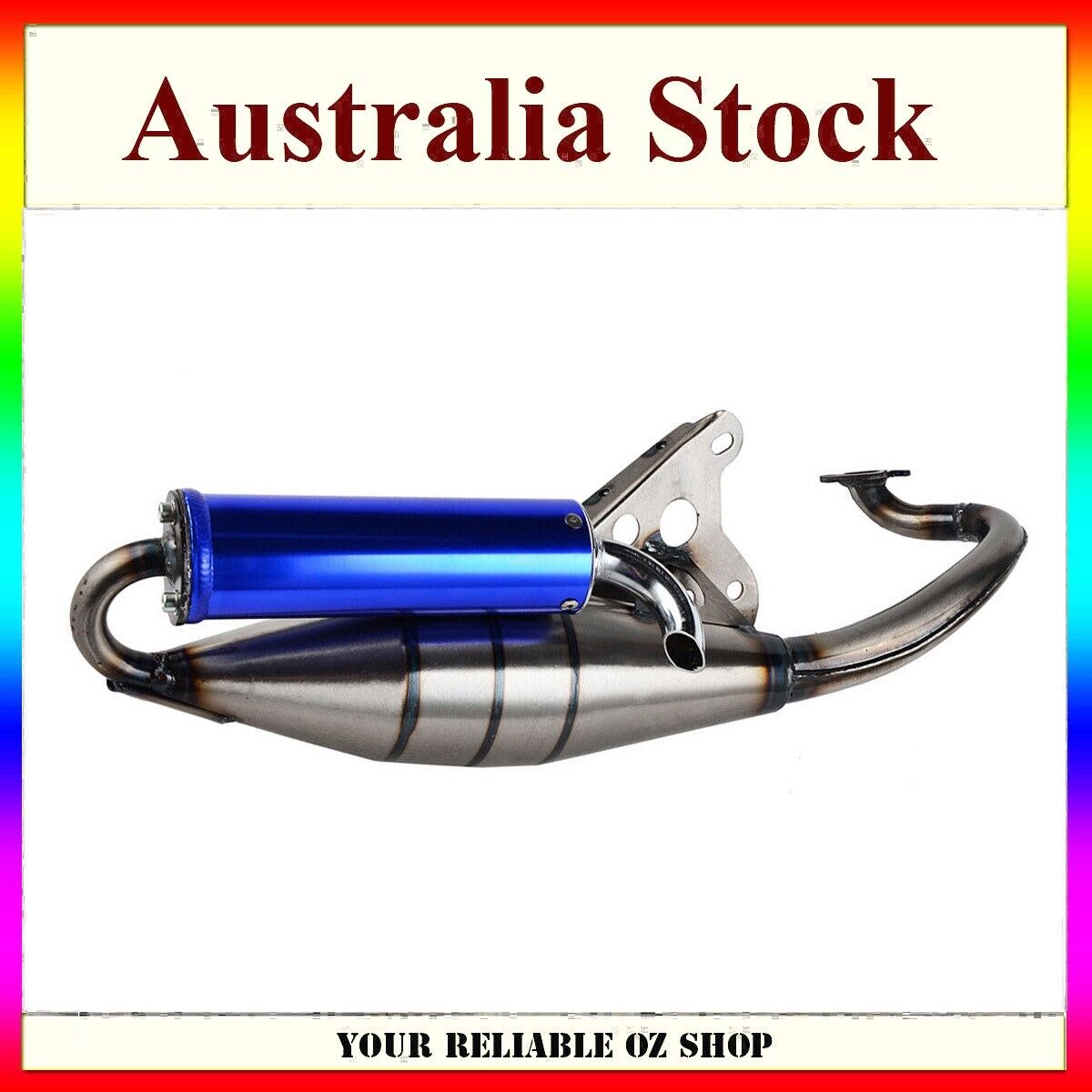 Blue Exhaust System Muffler Pipe For Yamaha Zuma Minarelli 50cc Scooter 1E40QMB