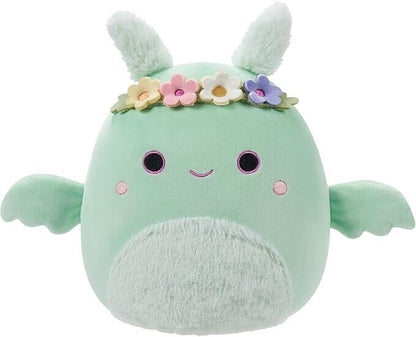 Squishmallows Original 7.5-Inch - Tove the Mint Green Mothman with Flower Crown
