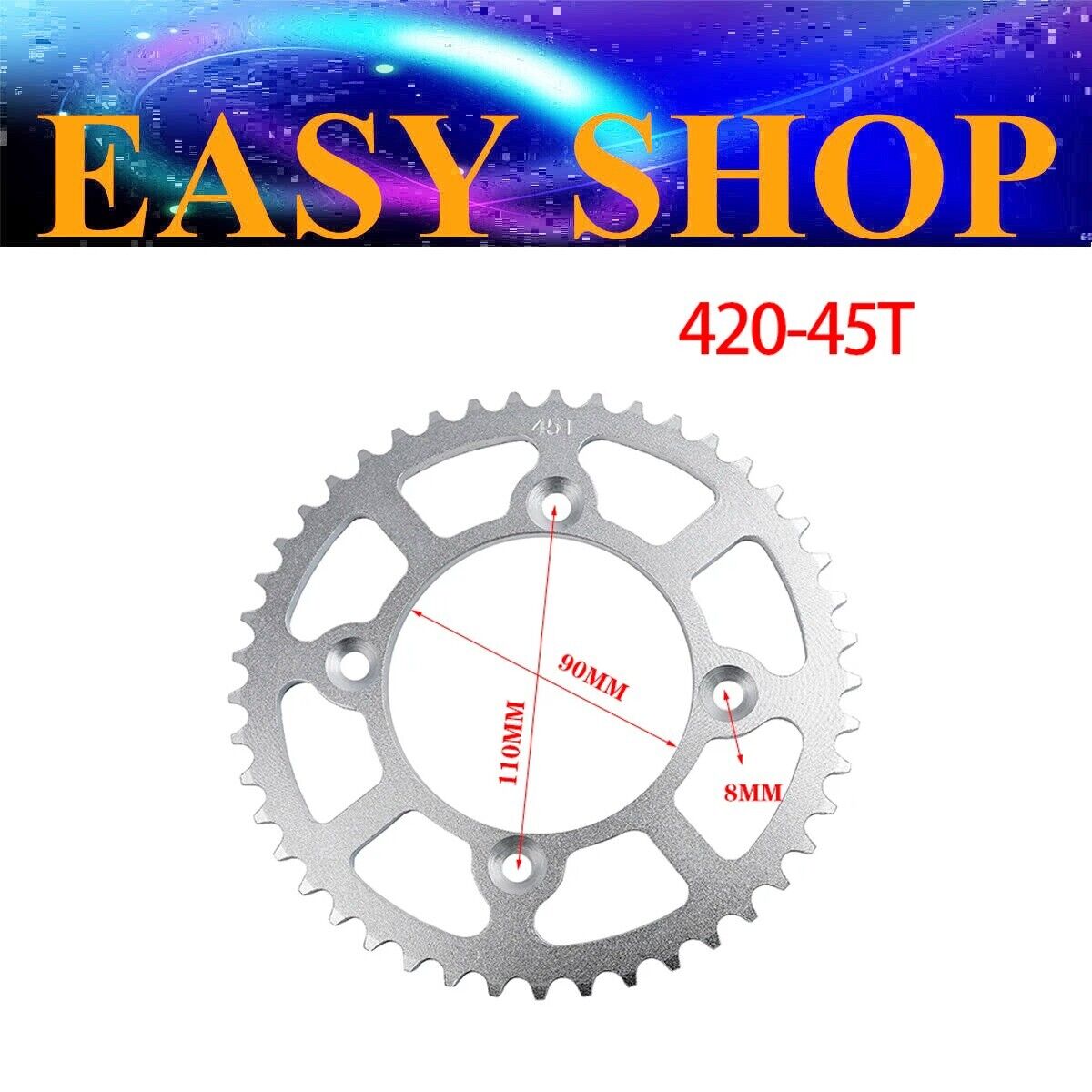 188mm 420 45T TOOTH REAR SPROCKET For Quad ATV Dirt Go Kart Buggy Bike