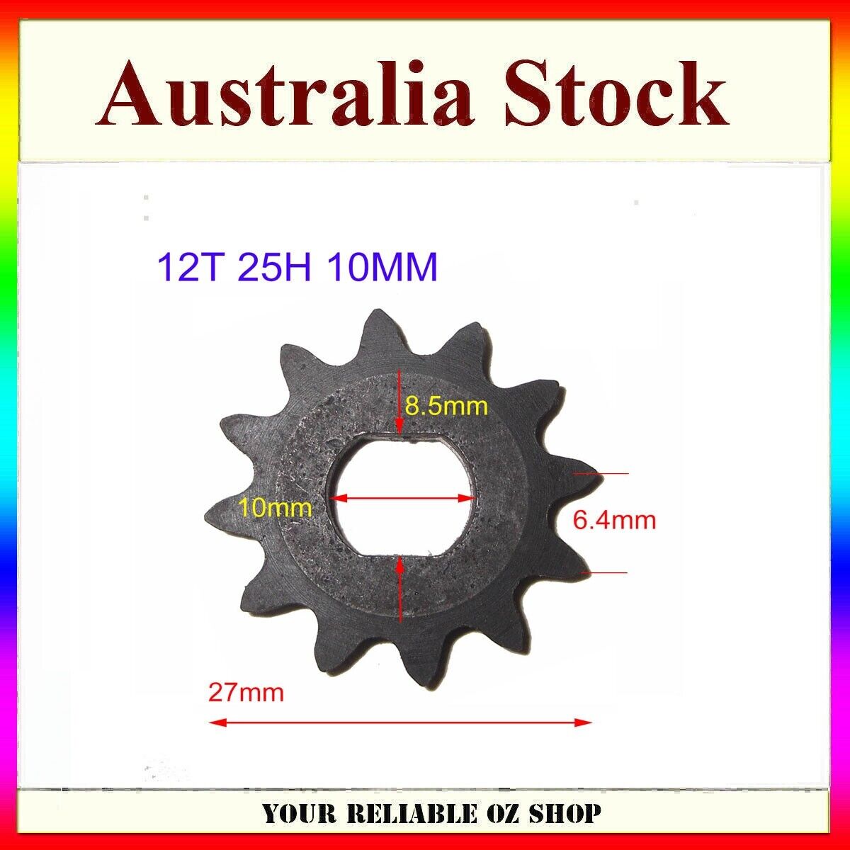 25H 12T Tooth Oval 10MM Razor EVO X-Treme IZIP Gear Sprocket 500W 800W 1000W