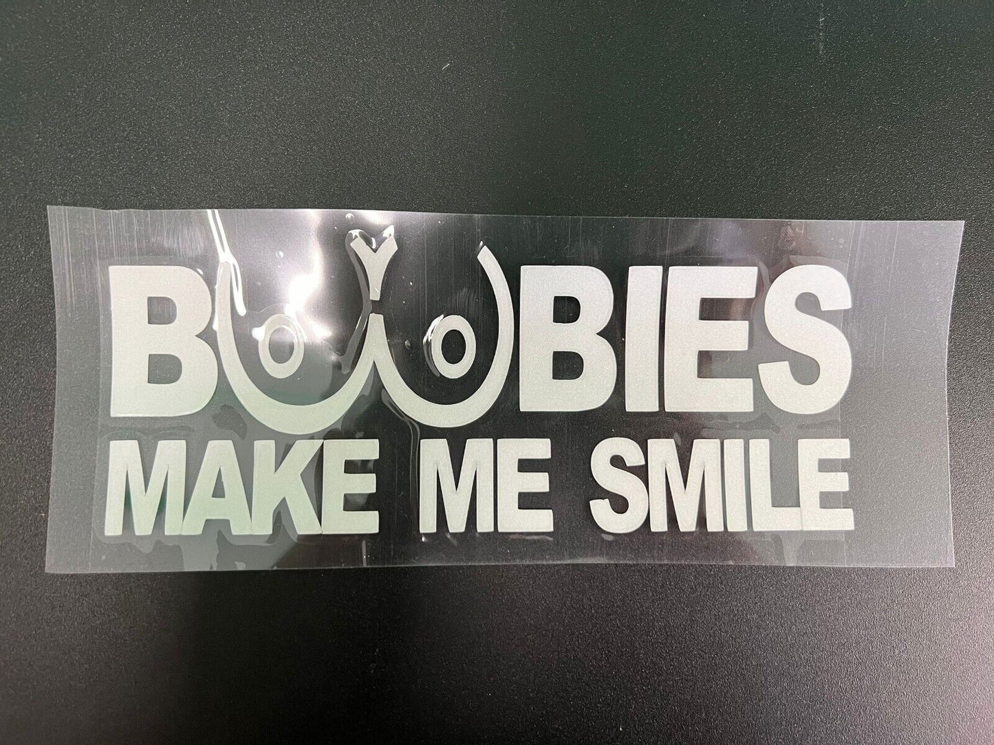 Boobies make me smile funny Sticker Decal Car Truck jdm Trailer Ute Window Wall