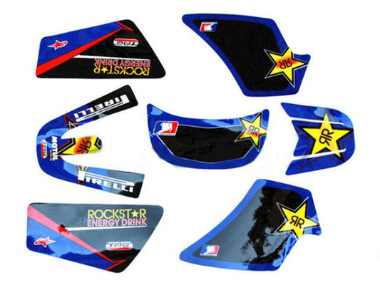 3M Blue Rockstar Stickers Decal Kit Fairing YAMAHA PEEWEE 50 PW50 PY50 BIKE