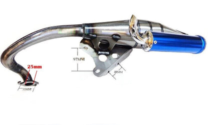 Blue Exhaust System Muffler Pipe For Yamaha Zuma Minarelli 50cc Scooter 1E40QMB