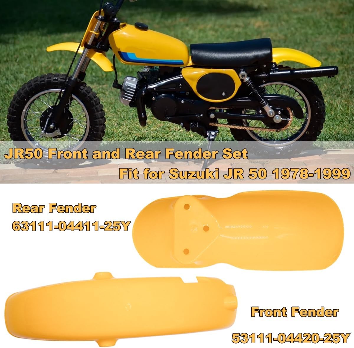 Front Rear Fender Number Plate Fairing Panel Plastics For Suzuki JR50 1978-1995