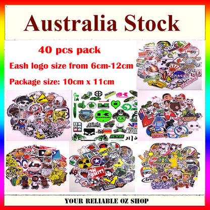 40pcs Decal Stickers Bomb Logo Car Laptop Phone Vinyl Skateboard Skate Cartoon
